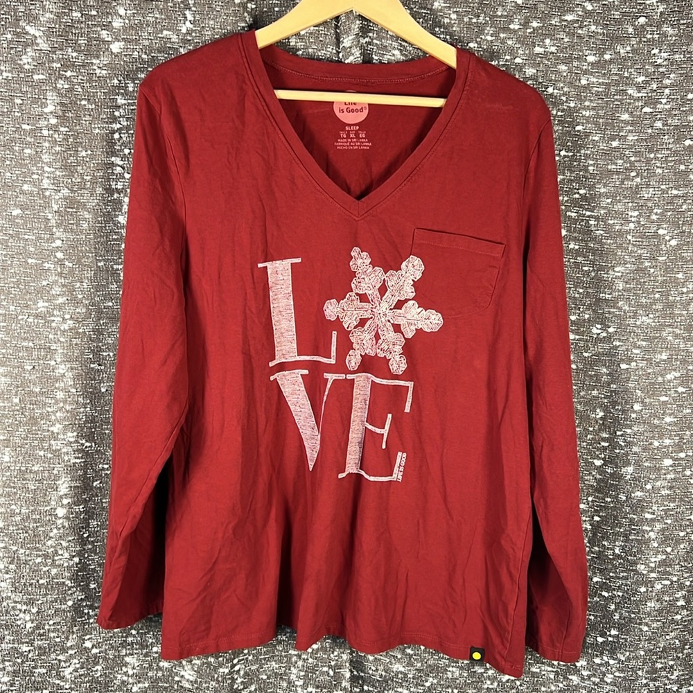 Life is Good Snowflake Love Long Sleeve Sleep Shirt